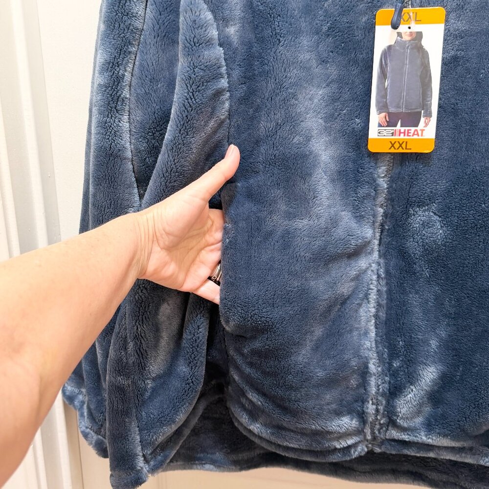 32 Degrees Women's Plush Jacket Size XXL Blue Full Zip Super Soft Lightweight - Picture 3 of 14